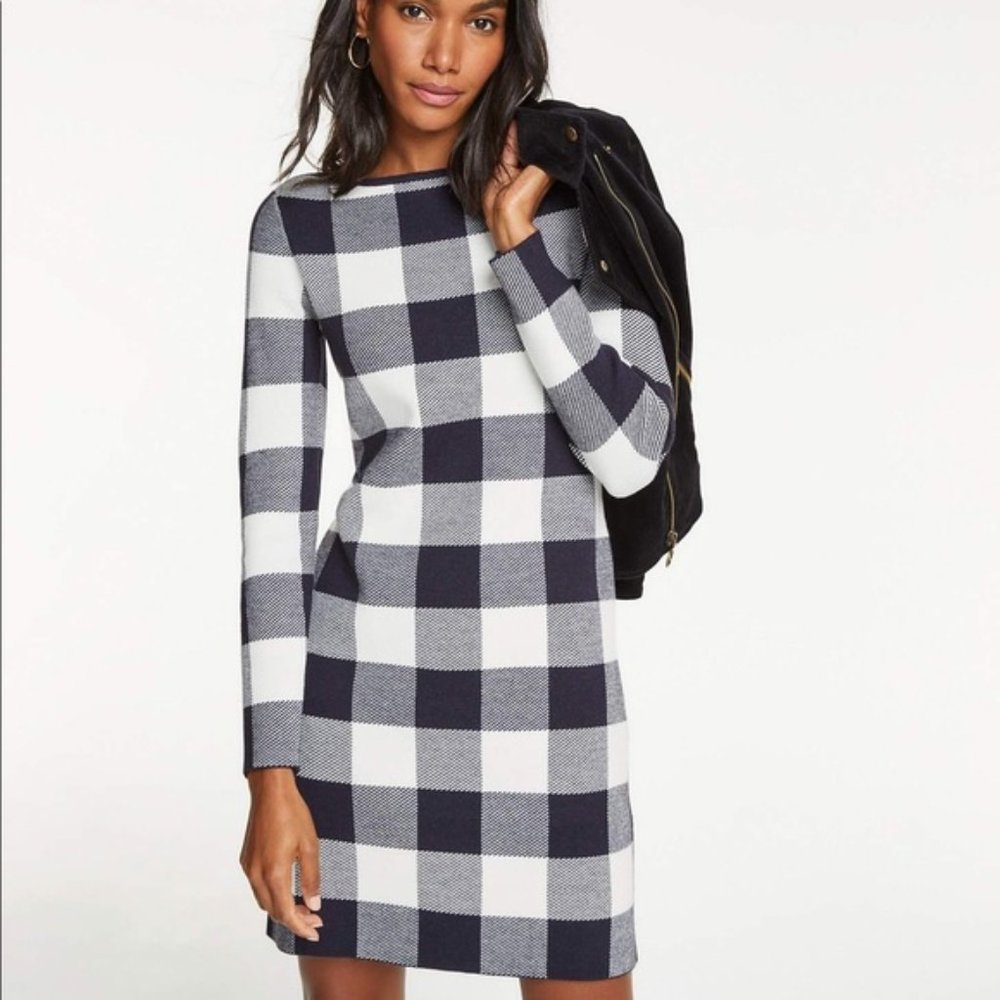 Ann Taylor Buffalo Plaid Sweater Dress